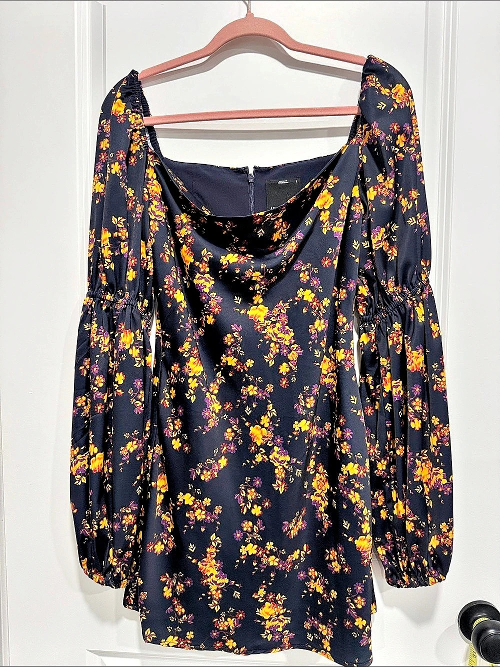 C/MEO COLLECTIVE Floral Blouse in Blue & Yellow Size Small Like New